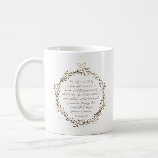Mug Isaïe 9:6 Verset de la Bible de Noël (Gauche)