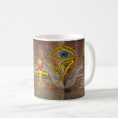 Mug ISIS, ANKH D'OR ET YEUX HORUS BLEU Brown (Devant droit)