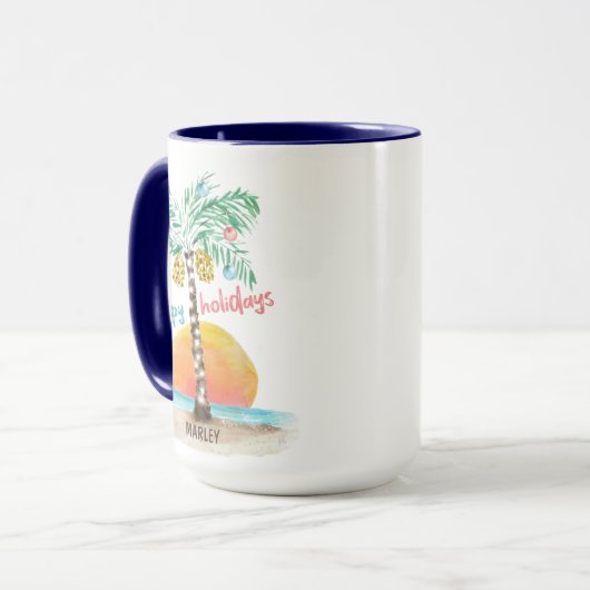 Mug Island Holiday Plage tropicale Palm Tree Noël (Devant gauche)