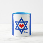 Mug Israel, Red Heart & Israeli Flag café / thé (Centre)
