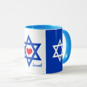 Mug Israel, Red Heart & Israeli Flag café / thé (Devant droit)