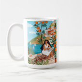Mug Italian Coast Café Scene Illustration (Gauche)