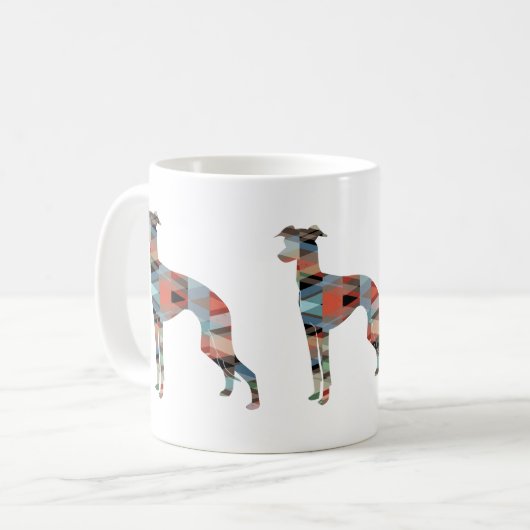 Mug Italian Greyhound Geo Pattern Silhouette - Plaid (Devant gauche)
