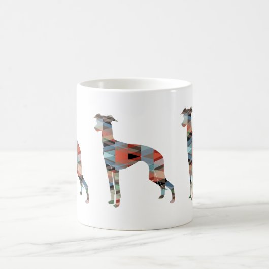 Mug Italian Greyhound Geo Pattern Silhouette - Plaid (Centre)