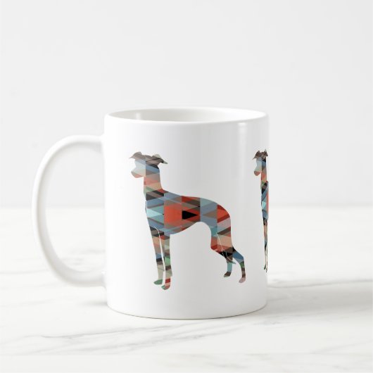 Mug Italian Greyhound Geo Pattern Silhouette - Plaid (Gauche)