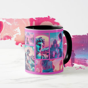 Mug Italie Vaporwave Retrowave, Collage photo person