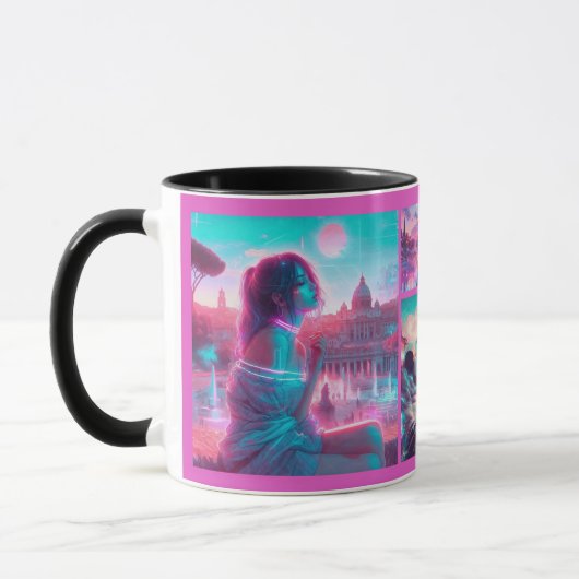 Mug Italy | Vaporwave Retrowave, Custom photo collage (Gauche)