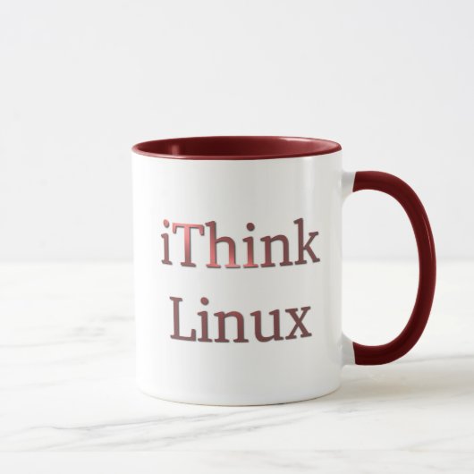 Mug iThink Linux, conceptions par Che Dean (Droite)