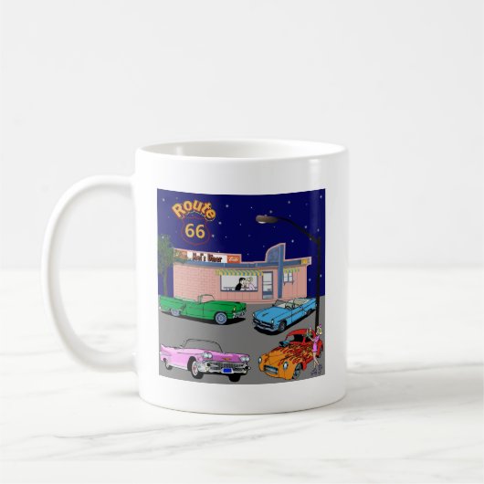 Mug itinéraire 66 de wagon-restaurant des années 1950 (Gauche)