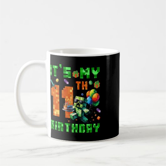 Mug It's My 11th Birthday Pixel Number Video Game Game (Gauche)