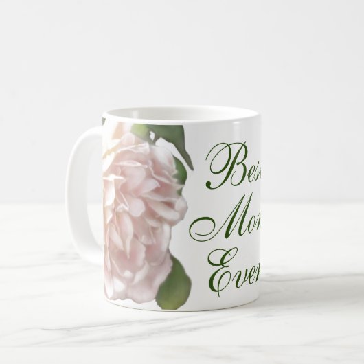 Mug Ivoire rose saumon floral Rose Maman  (Devant gauche)