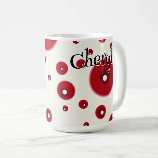Mug Ivory Red Dots Funky Whimsical Circle Pattern (Devant droit)