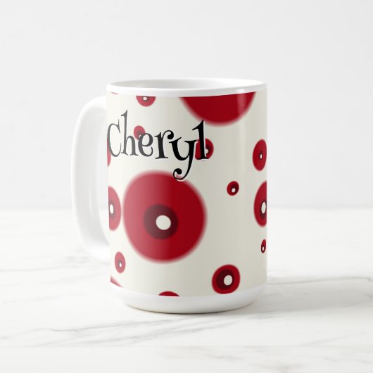 Mug Ivory Red Dots Funky Whimsical Circle Pattern (Devant gauche)
