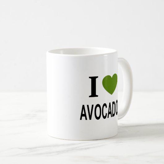 Mug J'❤️ AVOCADOS avec coeur vert J'AIME AVOCADOS I H (Devant droit)