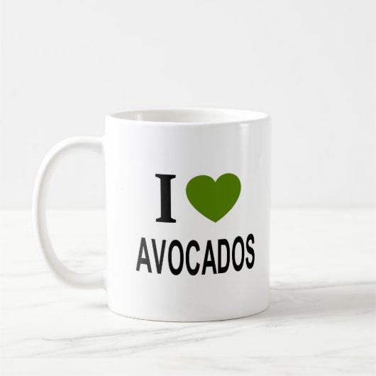 Mug J'❤️ AVOCADOS avec coeur vert J'AIME AVOCADOS I H (Gauche)