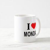 MUG J'❤️ LUNDI J'AIME LUNDI J'ADORE LUNDI (Devant droit)