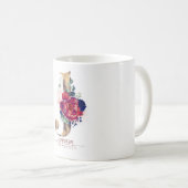 Mug J Monogramme Floral Bourgogne Rouge et Navy Blue (Devant droit)