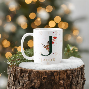 Mug J personnalisé avec monogramme de Noël