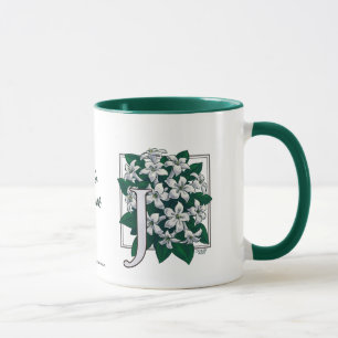 Mug J pour le monogramme de fleur de jasmin