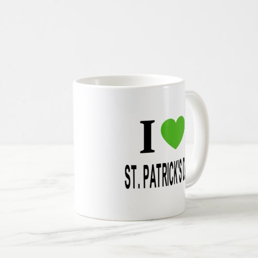 Mug J'❤️ ST. JOURNÉE DES PATRICKS au coeur vert (Devant droit)