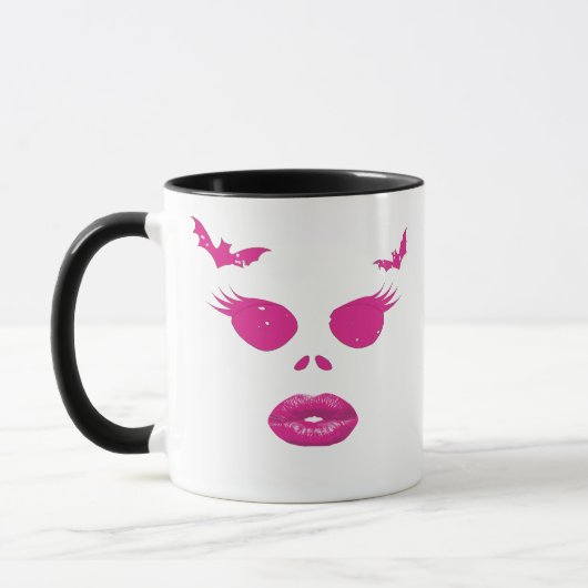 Mug Jack-o'-lanterne rose avec cils Halloween (Gauche)