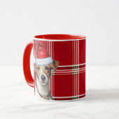 Mug Jack Russell Amoureux des chiens Holiday Plaid Noë (Devant gauche)