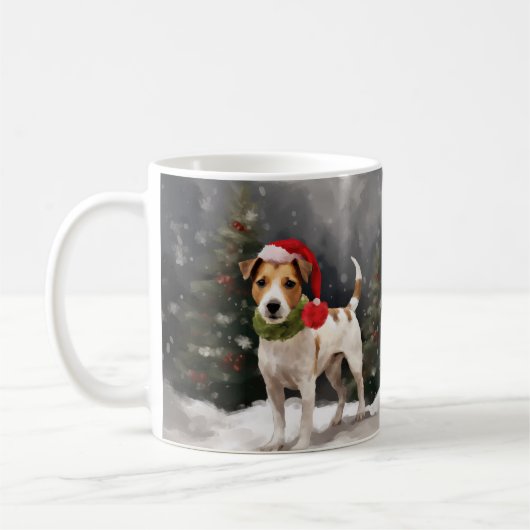 Mug Jack Russell Chien à Noël de neige (Gauche)