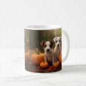 Mug Jack Russell Puppy Automne Citrouille de plaisir (Devant droit)