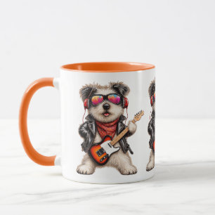 Mug Jack Russell Rock Cool Guitariste Chien Rock and R