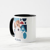 Mug Jack Russell Terrier Chien bleu et rouge géométriq (Devant gauche)