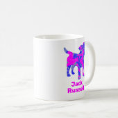 Mug Jack Russell Terrier Silhouette rose et bleu (Devant droit)