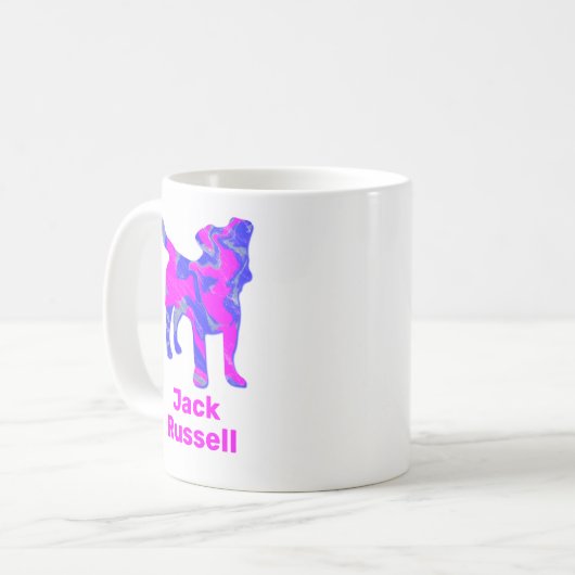 Mug Jack Russell Terrier Silhouette rose et bleu (Devant gauche)
