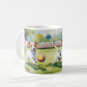 Mug Jack Russell Terriers Jouer Chiens Aquarelle (Devant gauche)