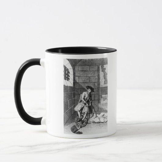 Mug Jack Shepperd dans la prison de Newgate, 1724 (Gauche)