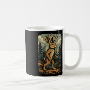 Mug Jackalope cryptide vintage en randonnée avec forêt