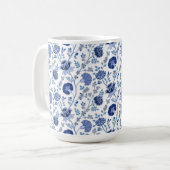 Mug Jacobean floral blues sur blanc (Devant gauche)