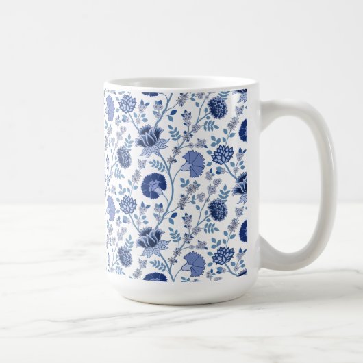 Mug Jacobean floral blues sur blanc (Droite)