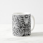 Mug Jacobean Floral Damask, noir, blanc et gris (Devant droit)