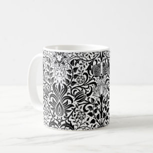 Mug Jacobean Floral Damask, noir, blanc et gris