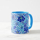 Mug Jacobean Floral, Navy, Blanc et Cerulean Blue (Devant droit)