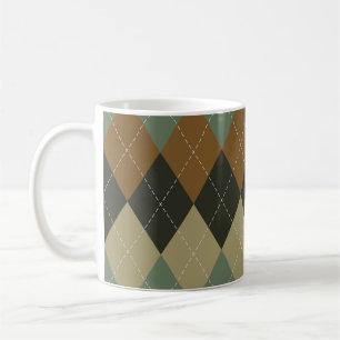 Mug Jacquard Automne : Brown-vert Rhombus Chic