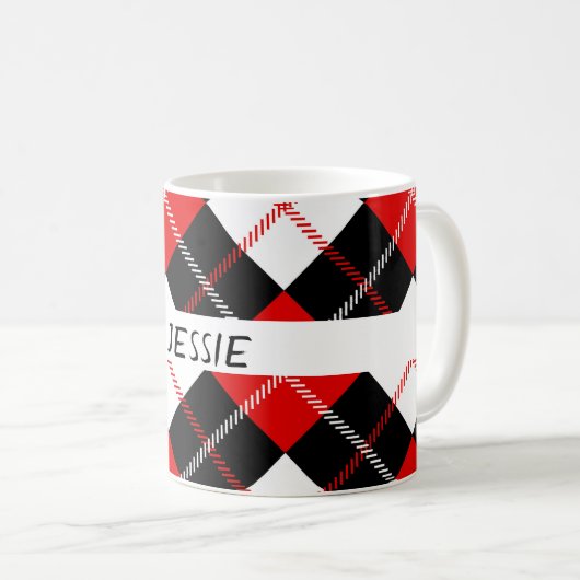 Mug Jacquard blanc rouge Festif (Devant droit)