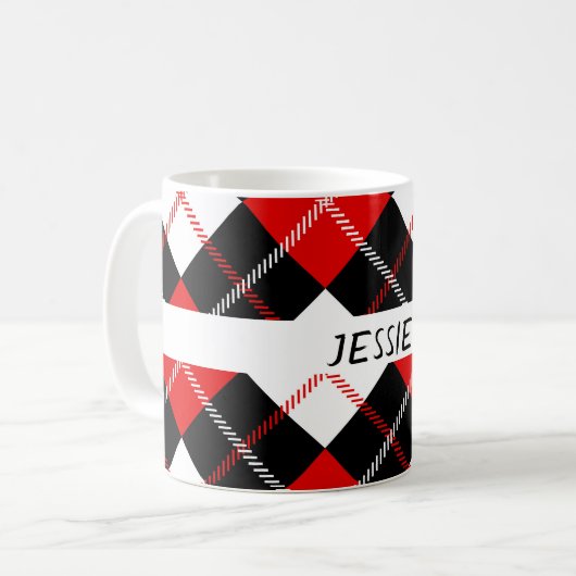 Mug Jacquard blanc rouge Festif (Devant gauche)