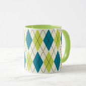 Mug Jacquard bleu et vert (Devant droit)