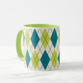 Mug Jacquard bleu et vert (Devant gauche)