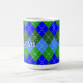 Mug Jacquard bleu et vert blanc piqûres personnalisées (Centre)