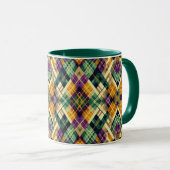 Mug Jacquard Mardi Gras jaune violet vert (Devant droit)
