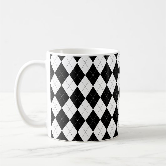 Mug Jacquard noir et blanc Motif préppy géométrique (Gauche)