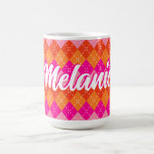 Mug Jacquard préppy rose et orange personnalisé (Centre)