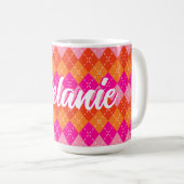Mug Jacquard préppy rose et orange personnalisé (Devant droit)